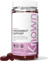 Known Pregnancy Support Gummies – 400 mcg Folic Acid, Raspberry Flavour, Vegan Prenatal Multivitamin with D3, K, C, E, B12, Biotin & Zinc – 1 Month Supply