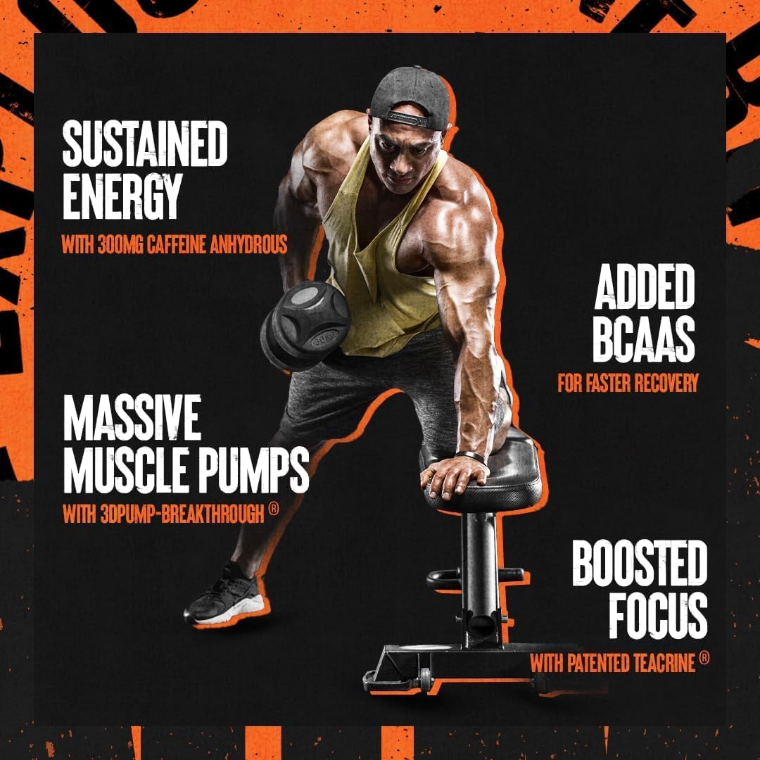 Animal Primal Pre‑Workout Loaded – Blood Orange Flavor – With Creatine, Beta‑Alanine, Citrulline & Caffeine – Explosive Energy, Strength & Endurance – 502.5 g