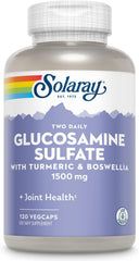 Solaray Glucosamine Sulfate 1500 mg with Turmeric & Boswellia – Joint Comfort, Connective Tissue & Mobility – 120 Vegan Capsules