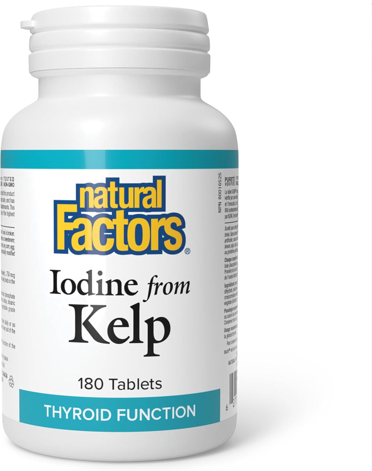 Natural Factors Iodine from Kelp – 750 mcg – 180 Tablets – High Potency Thyroid Support & Metabolism Booster – Proudly Canadian - END Nutrition
