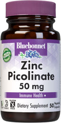 Bluebonnet Zinc Picolinate – 50 Vegetable Capsules – Immune, Hormonal & Skin Health Support