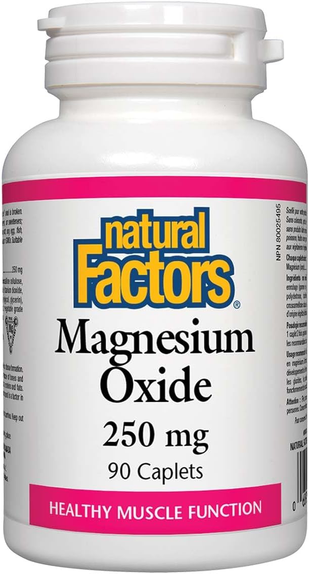 Natural Factors Magnesium Oxide – 250 mg – 90 Capsules – Muscle, Nerve & Bone Support - END Nutrition