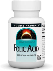 Source Naturals Folic Acid – 800 mcg – 200 Tablets – Prenatal & Cardiovascular Support