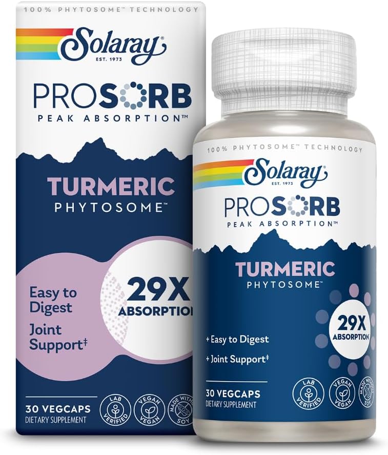 Solaray ProSorb Turmeric Phytosome 500 mg – 29X Absorption Curcumin – Joint Comfort, Mobility & Antioxidant Support – 30 Vegan Capsules - END Nutrition