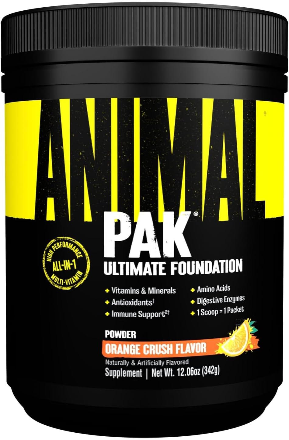 Animal Pak Powder Orange – Multivitamin for Sports & Fitness – With Vitamin B Complex, Zinc, Minerals & Amino Acids – Energy, Immune Support & Muscle Building – 342 g