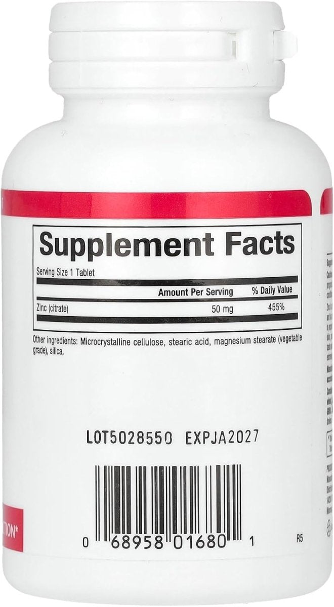 Natural Factors Zinc Citrate – 50 mg – 90 Tablets – Immune Function, Skin Health & Antioxidant Support - END Nutrition