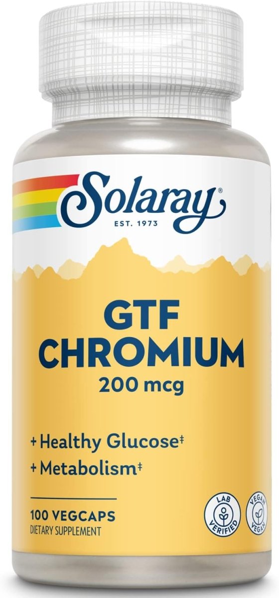 Solaray GTF Chromium 200 mcg – Balanced Metabolism, Blood Sugar Support & Energy Levels – 100 Vegan Capsules - END Nutrition