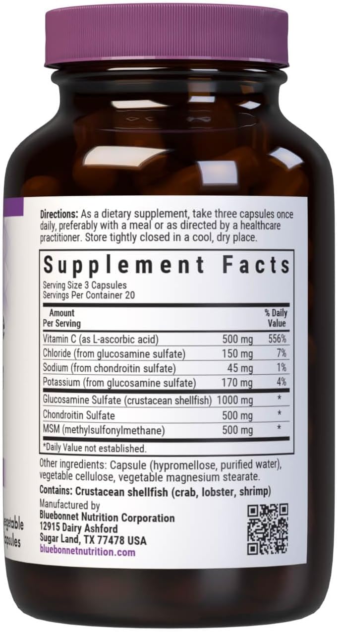 Bluebonnet Vegetarian Glucosamine + MSM – 60 Capsules – Joint Comfort & Mobility Support - END Nutrition