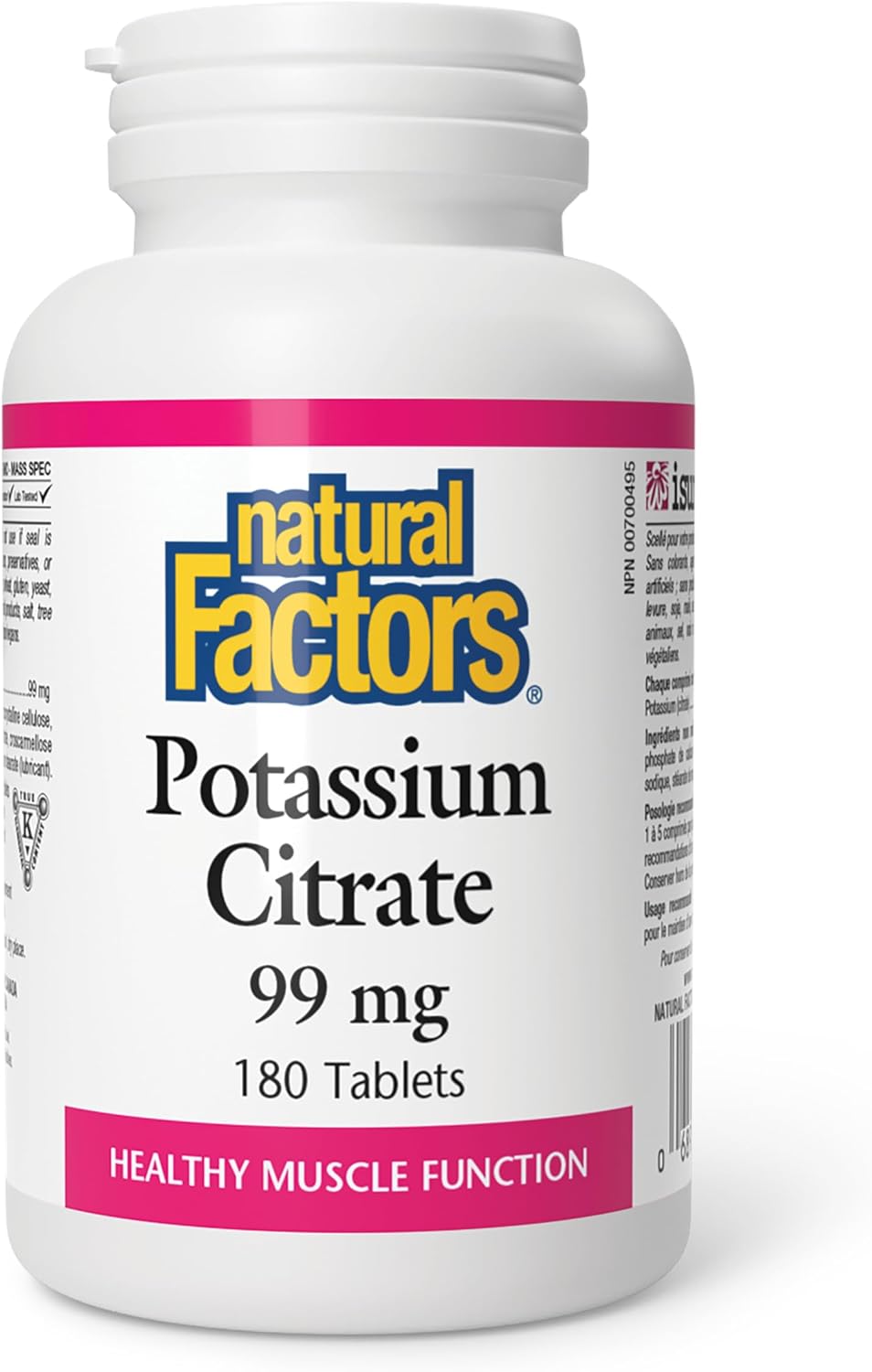 Natural Factors Potassium Citrate – 99 mg – 180 Tablets – Muscle Function, Electrolyte Balance - END Nutrition