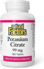 Natural Factors Potassium Citrate – 99 mg – 180 Tablets – Muscle Function, Electrolyte Balance