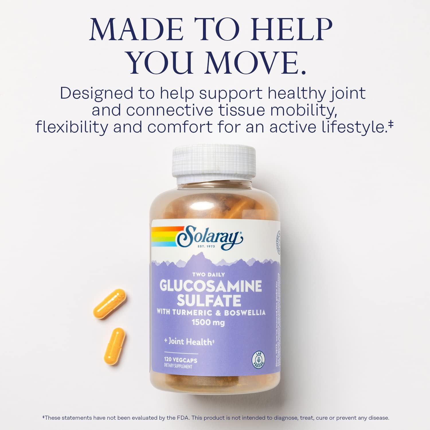 Solaray Glucosamine Sulfate 1500 mg with Turmeric & Boswellia – Joint Comfort, Connective Tissue & Mobility – 120 Vegan Capsules - END Nutrition