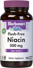 Bluebonnet Flush‑Free Niacin – 500 mg – 120 Vegetable Capsules – Energy & Metabolism Support