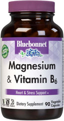 Bluebonnet Magnesium & B6 400 mg Capsules Heart Brain Energy Support 90 Caps