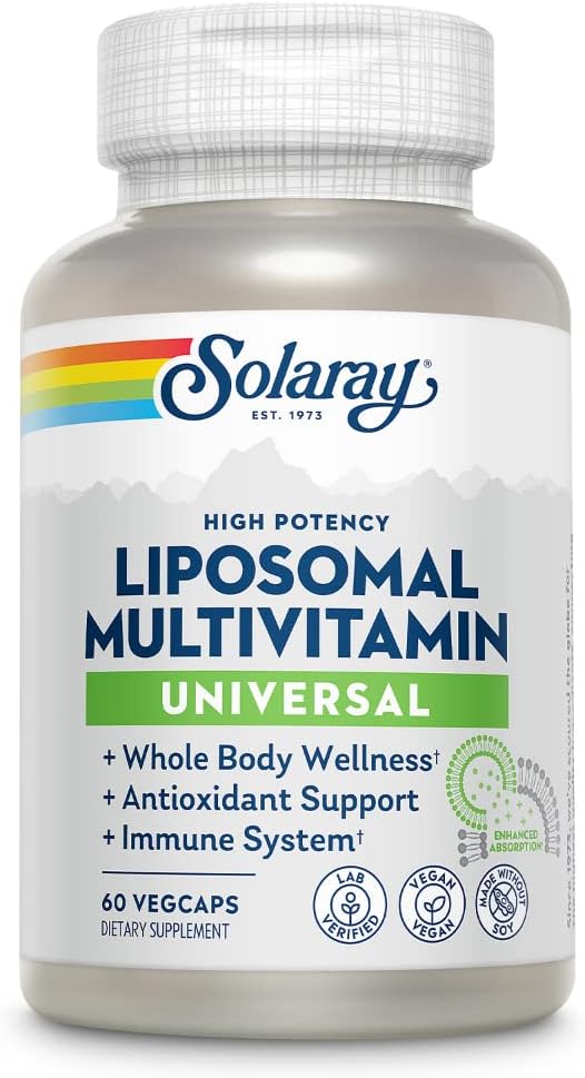 Solaray Universal Liposomal Multivitamin for Men & Women – High Potency, Enhanced Absorption with Vitamin C, D, Biotin & Methyl B‑12 – Immune, Energy & Bone Support – 60 Vegan Capsules - END Nutrition