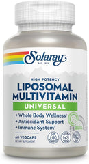 Solaray Universal Liposomal Multivitamin for Men & Women – High Potency, Enhanced Absorption with Vitamin C, D, Biotin & Methyl B‑12 – Immune, Energy & Bone Support – 60 Vegan Capsules