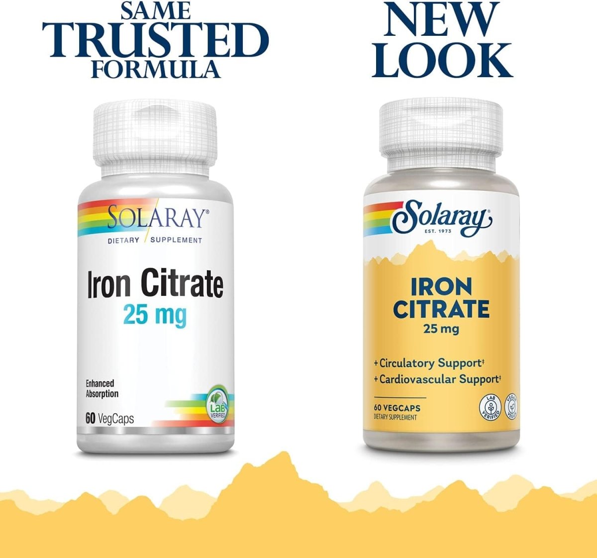 Solaray Iron Citrate 25 mg – Healthy Circulation, Cardiovascular Function & Red Blood Cell Support – 60 VegCaps - END Nutrition