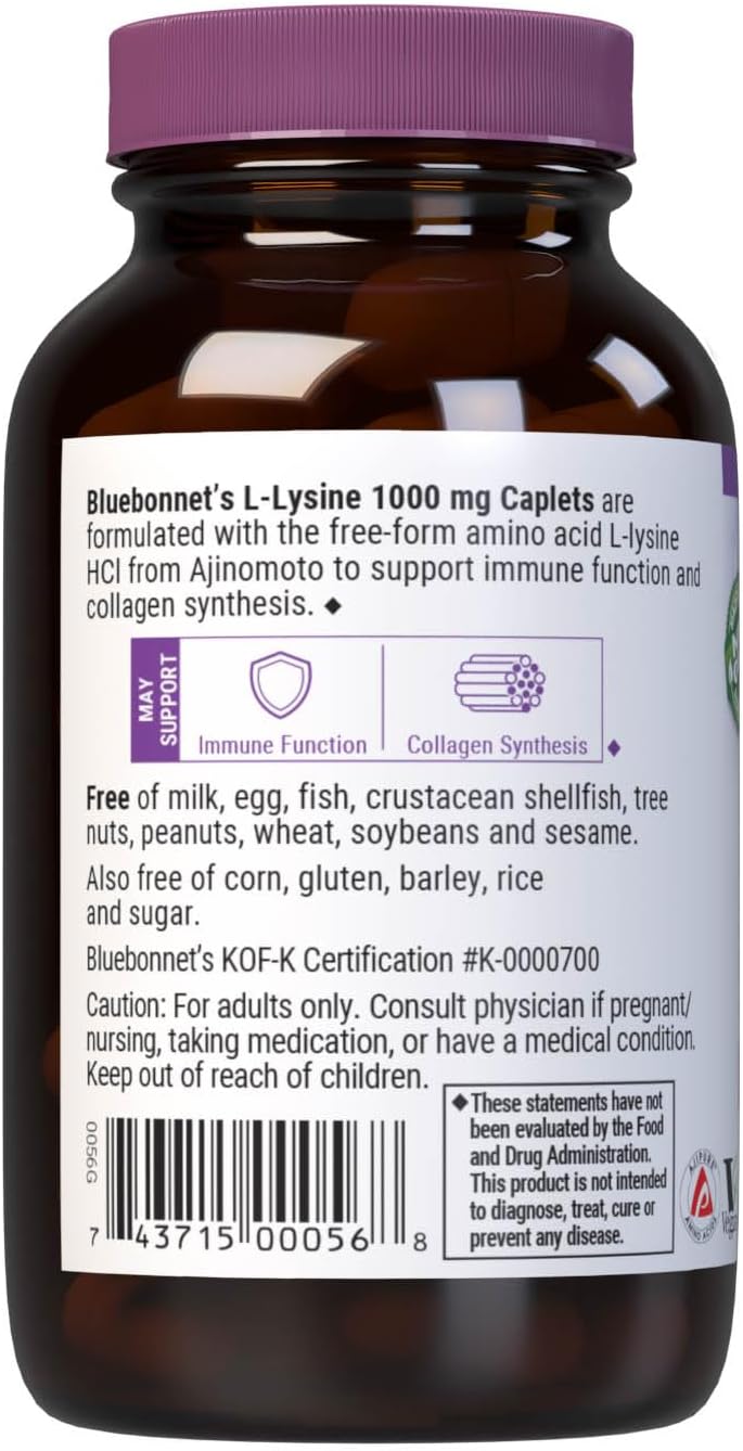 luebonnet L‑Lysine – 1000 mg – 50 Caplets – Immune & Collagen Support - END Nutrition