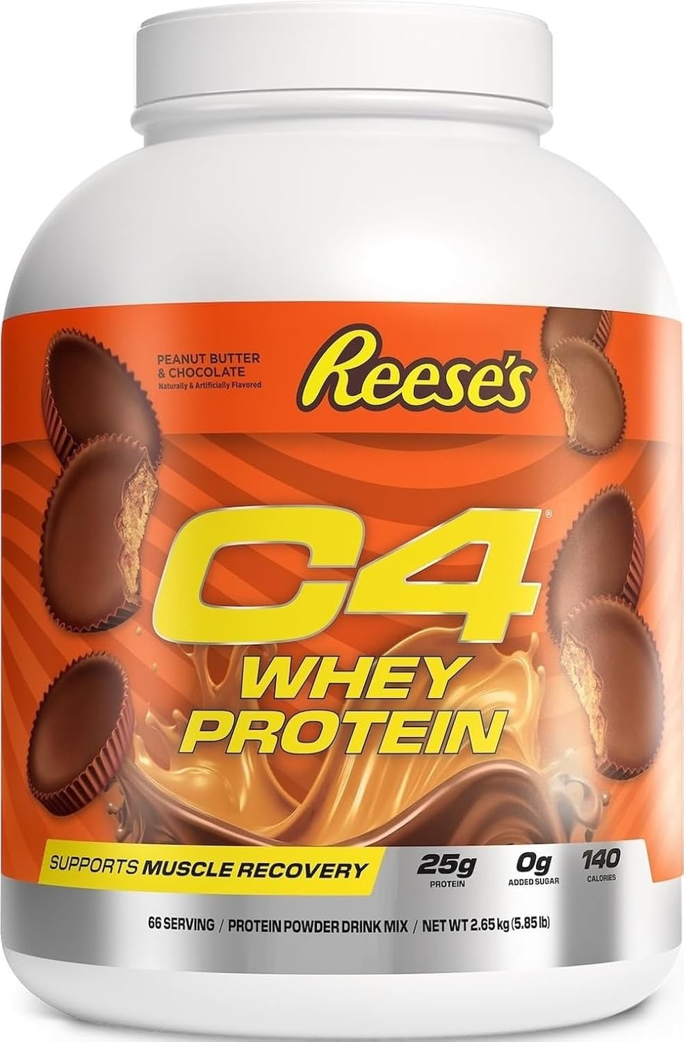 C4 Whey Protein Powder, Reese’S Peanut Butter & Chocolate - 25g Protein, 0g Added Sugar, 140 Calories Per Serving, Supports Muscle Recovery, 66 Servings, Premium Whey for Post-Workout