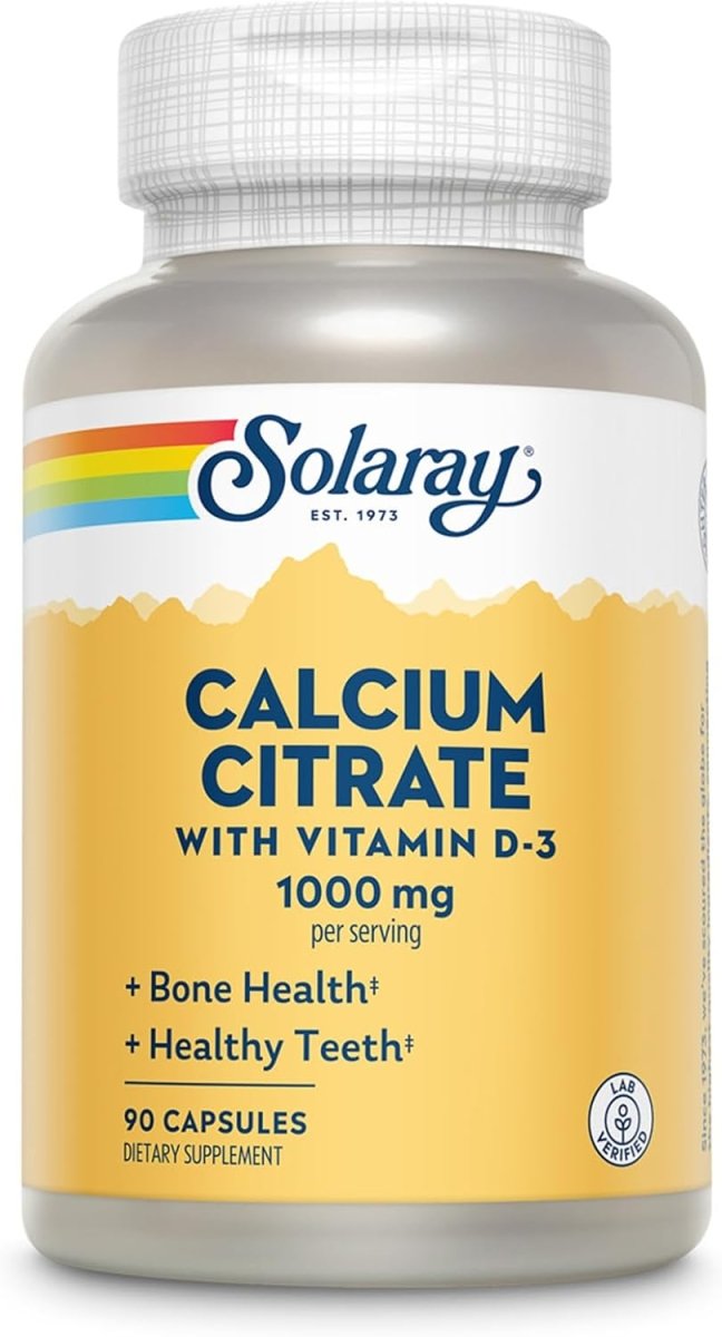 Solaray Calcium Citrate with Vitamin D3 – Bone Strength, Teeth Health & Gentle Digestion – 90 Capsules - END Nutrition
