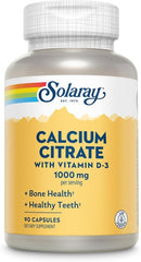 Solaray Calcium Citrate with Vitamin D3 – Bone Strength, Teeth Health & Gentle Digestion – 90 Capsules