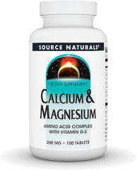 Source Naturals Calcium & Magnesium – 300 mg – 100 Tablets – Bone & Muscle Support with Vitamin D‑3