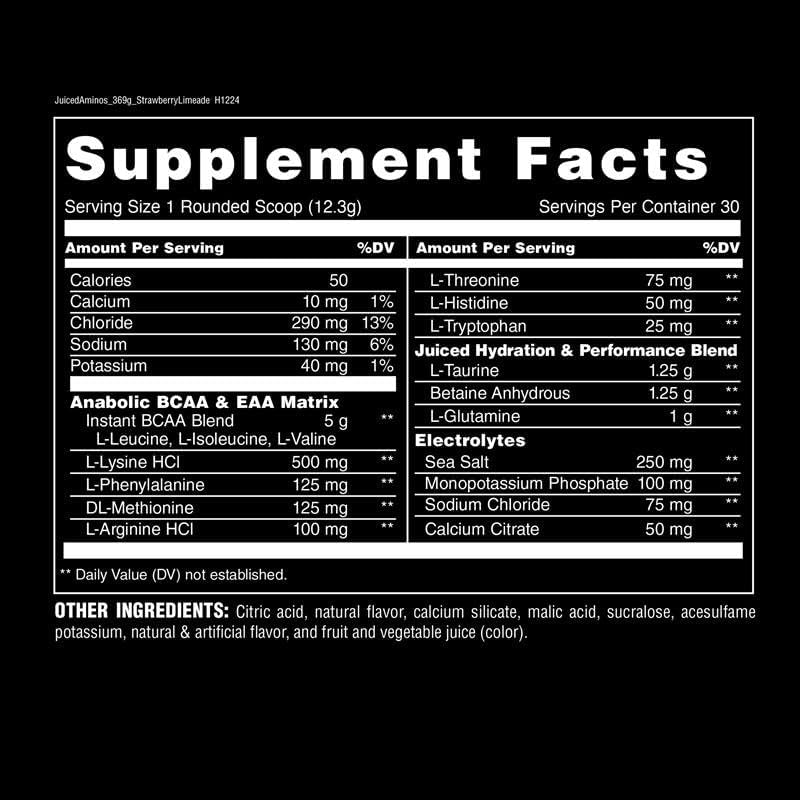 Universal Nutrition Animal Juiced Aminos – BCAA & EAA Recovery Formula – Muscle Repair, Endurance & Hydration – Strawberry Limeade Powder –378 g