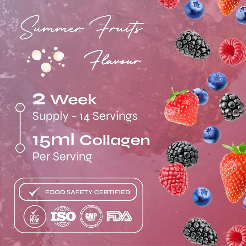 Known Advanced Hydrolysed Marine Collagen Liquid – 5000 mg Collagen, Vitamin A & C – Skin, Hair & Nail Support – Summer Fruits Flavour – 210 ml Bottle, 3rd Party Tested - END Nutrition