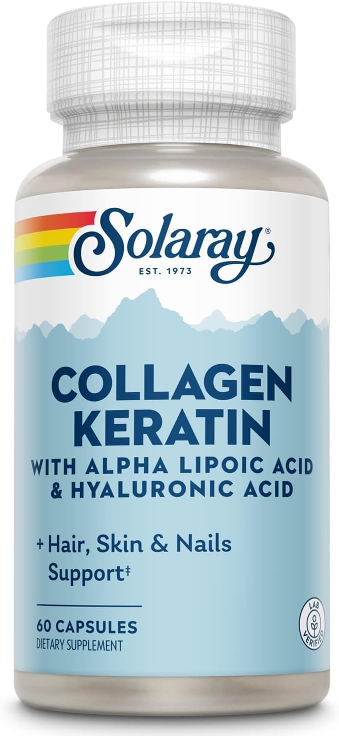 Solaray Collagen Keratin – Hair, Skin & Nails Support with Alpha Lipoic Acid & Hyaluronic Acid – 60 Vegan Capsules - END Nutrition