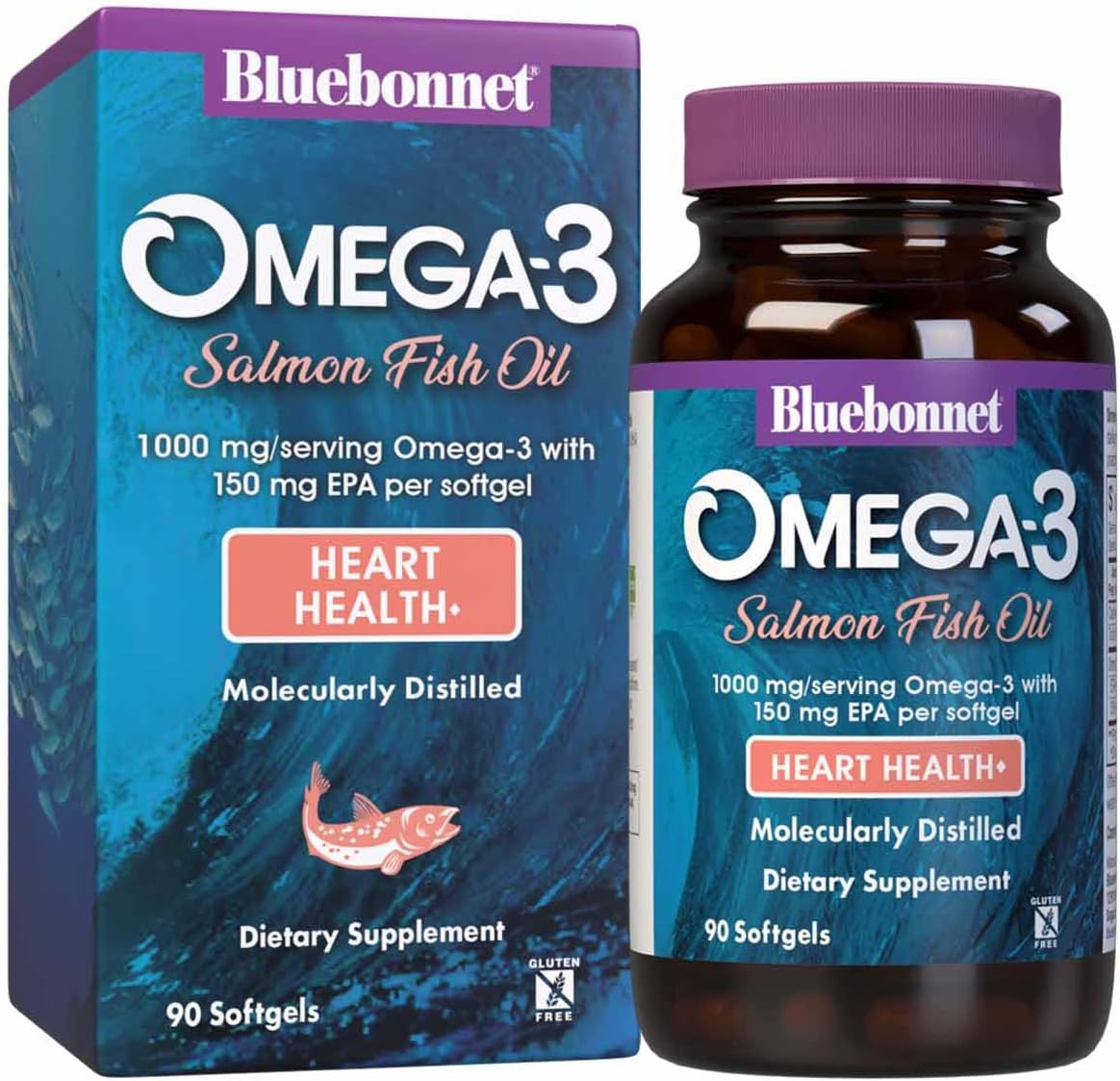 Bluebonnet Omega‑3 Salmon Oil – 90 Softgels – Heart, Brain & Eye Health Support with EPA & DHA - END Nutrition