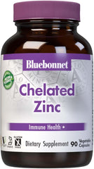 Bluebonnet Chelated Zinc – 90 Vegetable Capsules – Immune Health & Enzyme Function Support