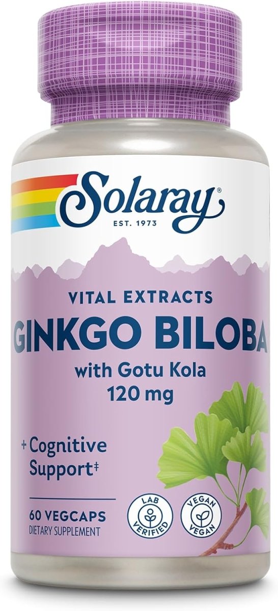 Solaray Ginkgo Biloba Leaf Extract – Healthy Circulation, Memory & Brain Function – One Daily – 60 Vegan Capsules - END Nutrition