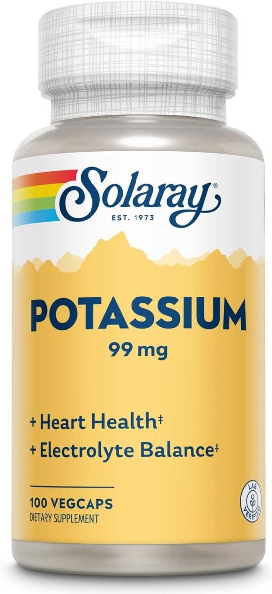 Solaray Potassium 99 mg – Electrolyte Balance, Heart Health & Muscle Support – 100 Vegetarian Capsules - END Nutrition