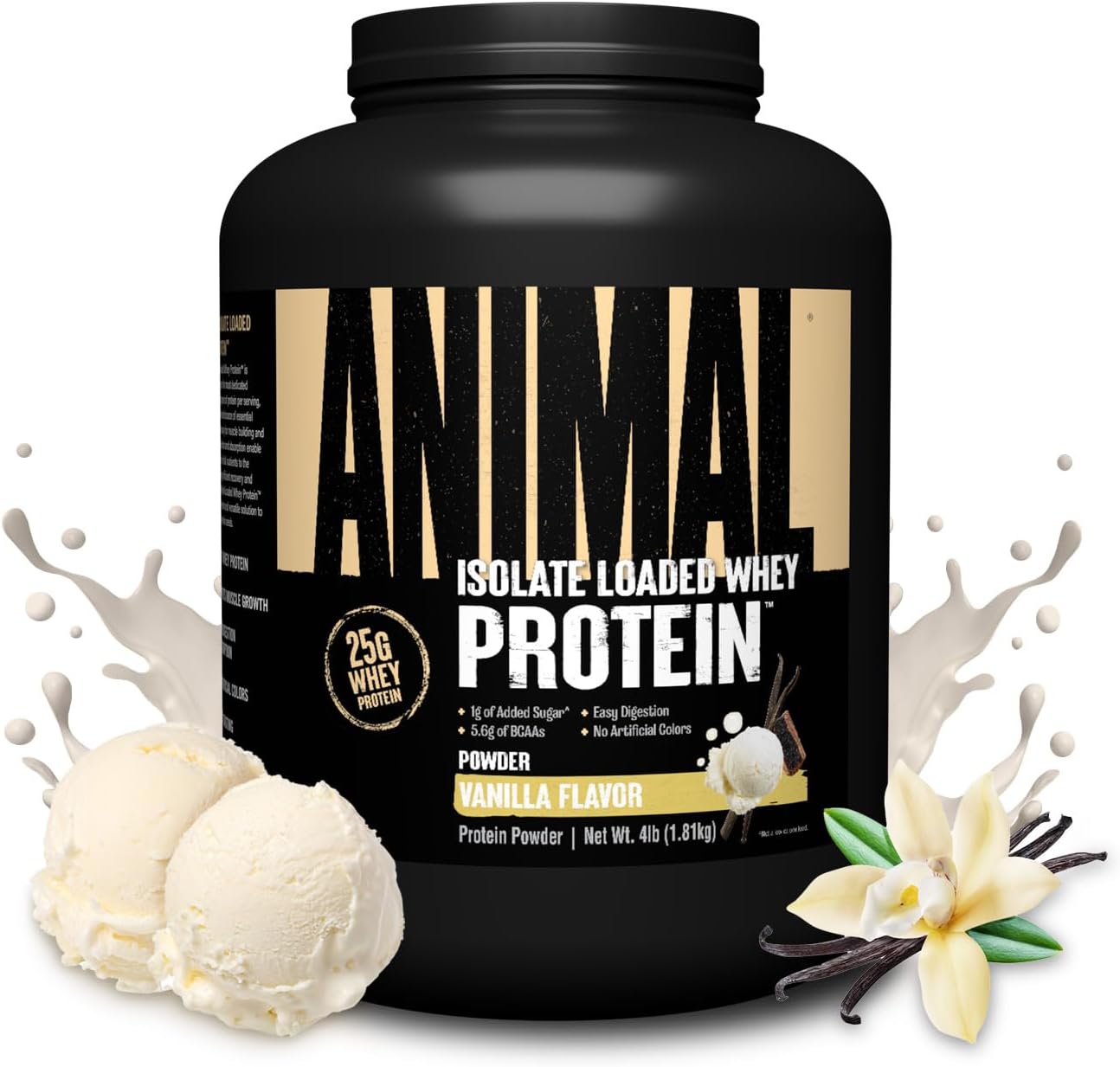 Universal Nutrition Animal Whey Isolate Protein Powder – Pre & Post Workout Muscle Builder – Digestive Enzymes – Vanilla Flavor – 4 lbs