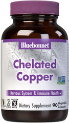 Bluebonnet Chelated Copper – 90 Vegetable Capsules – Antioxidant & Enzyme Support