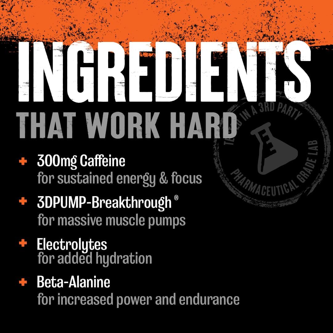 Animal Primal Pre‑Workout Loaded – Blood Orange Flavor – With Creatine, Beta‑Alanine, Citrulline & Caffeine – Explosive Energy, Strength & Endurance – 502.5 g