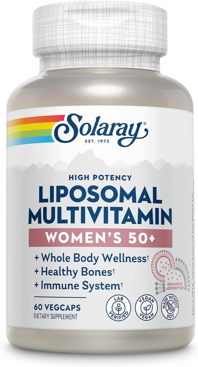 Solaray Liposomal Multivitamin for Women 50+ – Enhanced Absorption with Iron, Vitamin D, C, B12 & Biotin – Immune & Bone Support – 60 Vegan Capsules - END Nutrition