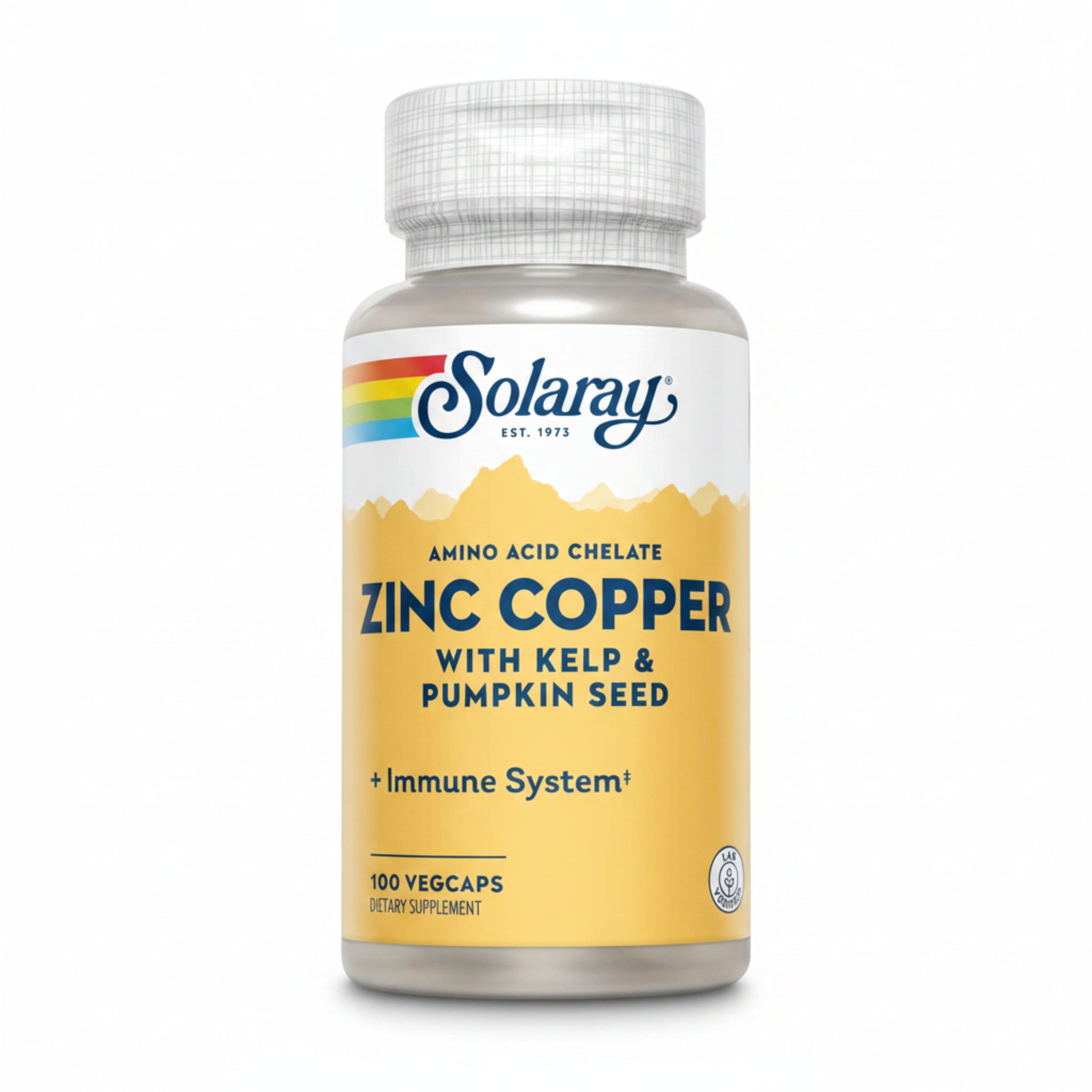 Solaray Zinc Copper Amino Acid Chelate – Immune, Bone, Skin, Heart & Thyroid Support – With Iodine from Kelp – 100 Vegan Capsules - END Nutrition