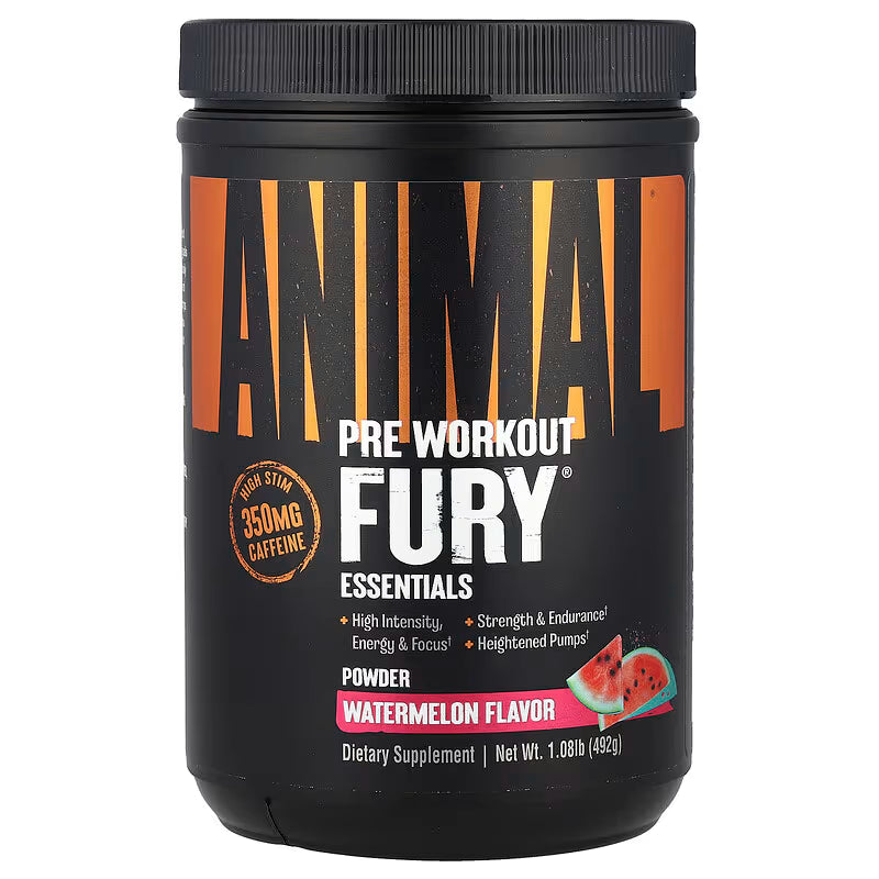 Universal Nutrition Animal Fury – Pre‑Workout Energy & Strength Formula – Citrulline, Beta‑Alanine, Caffeine – Watermelon Powder – 492 g