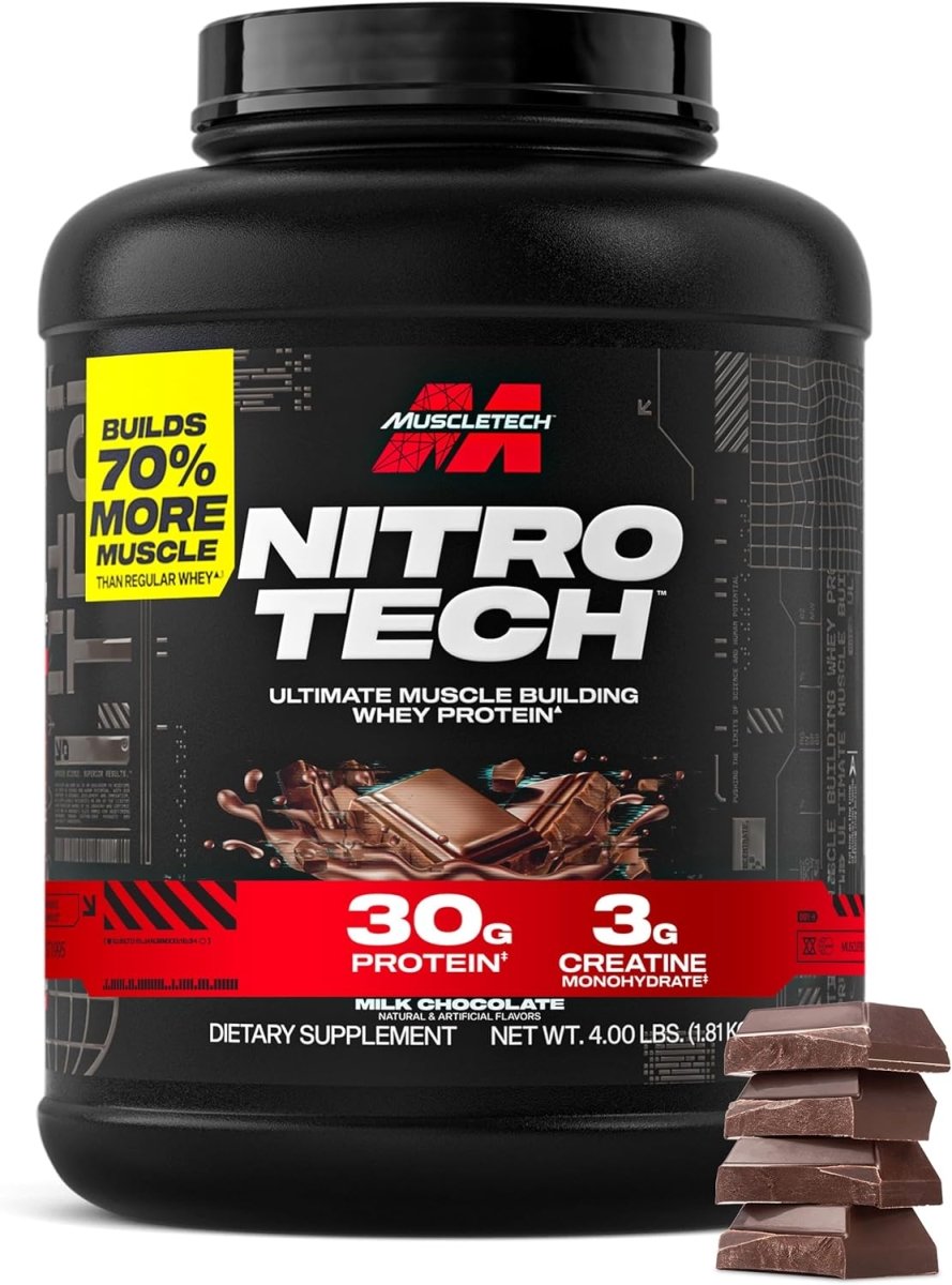 MuscleTech Nitro - Tech Whey Protein Isolate with Creatine - Milk Chocolate,4 lb - END Nutrition