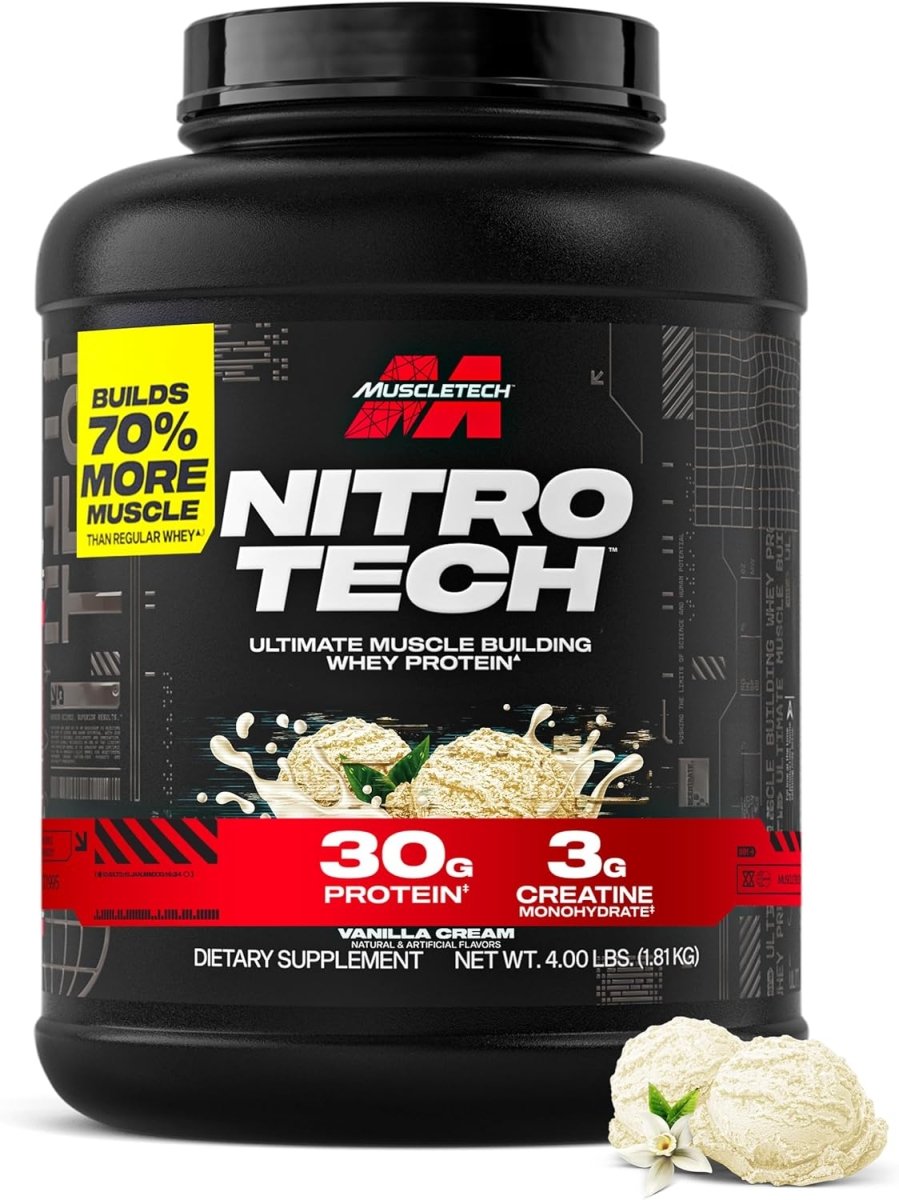 MuscleTech Nitro - Tech Whey Protein Isolate with Creatine| Vanilla Cream,4 lb - END Nutrition