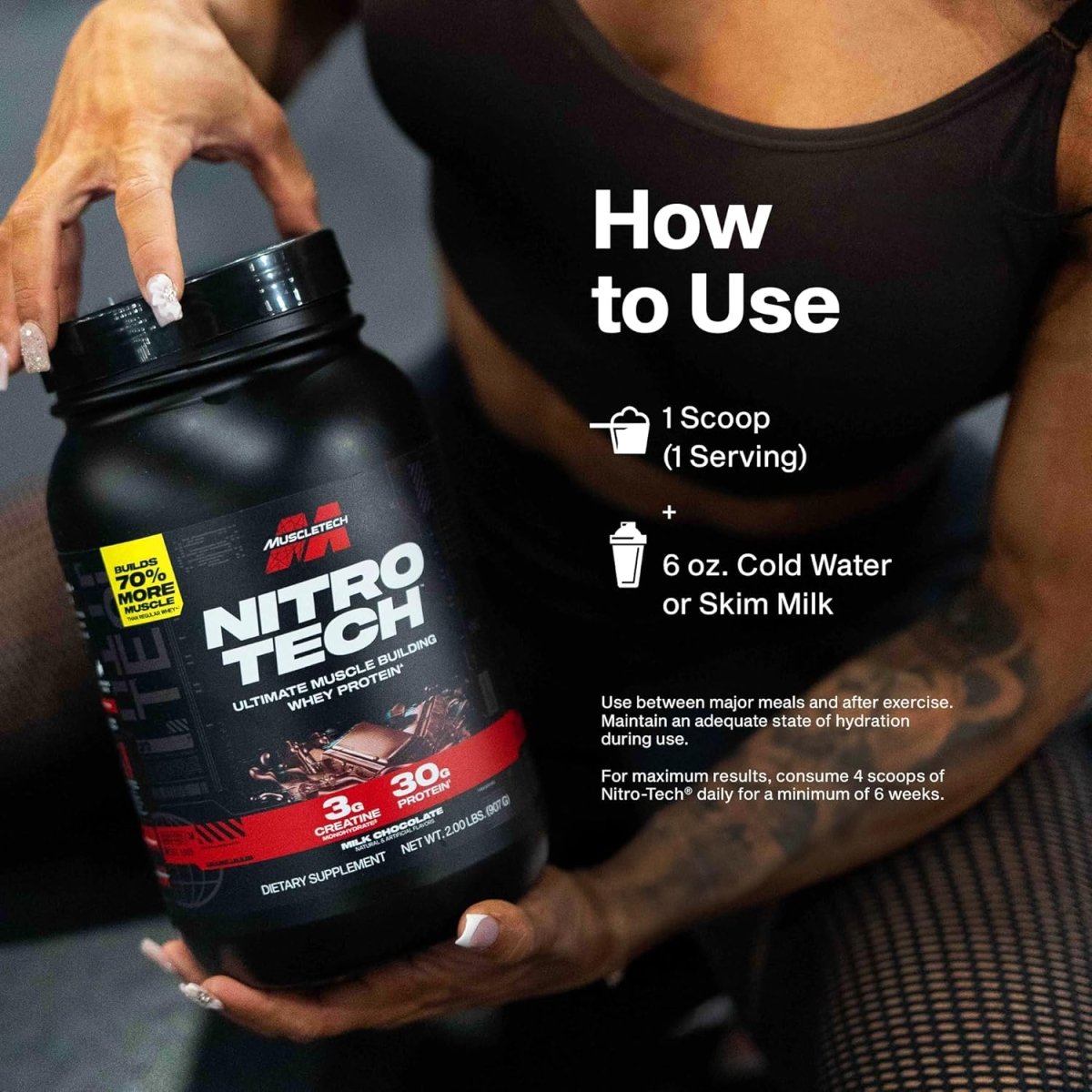 MuscleTech Nitro-Tech Whey Protein Isolate with Creatine - Cookies & Cream,4 lb, 30g Protein, 3g Creatine - endnutrition.com