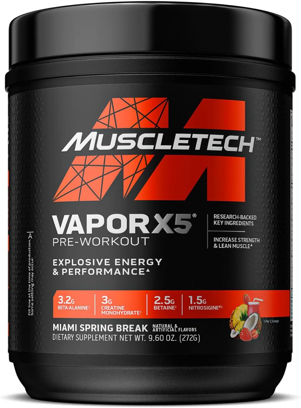 MuscleTech Vapor X5 Pre-Workout Powder Miami Spring Break 272g 30 Servings