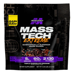MuscleTech Mass-Tech Extreme 2000 Mass Gainer Protein Powder Triple Chocolate Brownie, 6 lbs