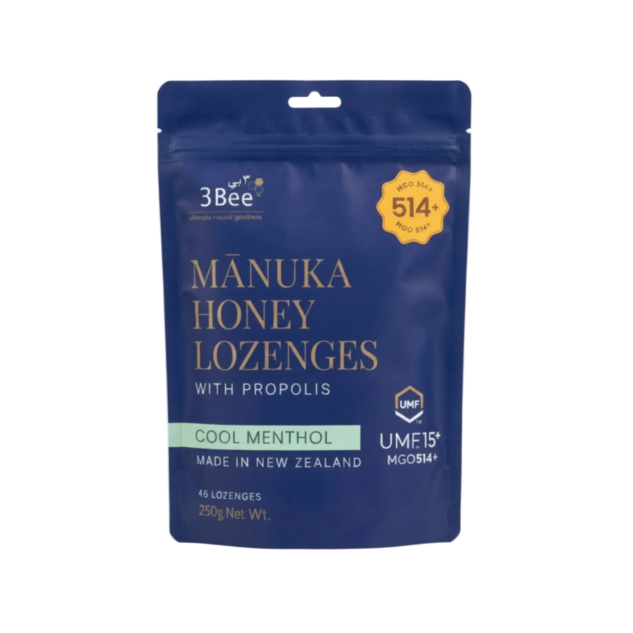 3BEE MHoney UMF15+ Lozenges – Menthol With Propolis , 250g – Manuka Honey UMF15+, Cooling Relief, Immunity Support - Endnutrition.com