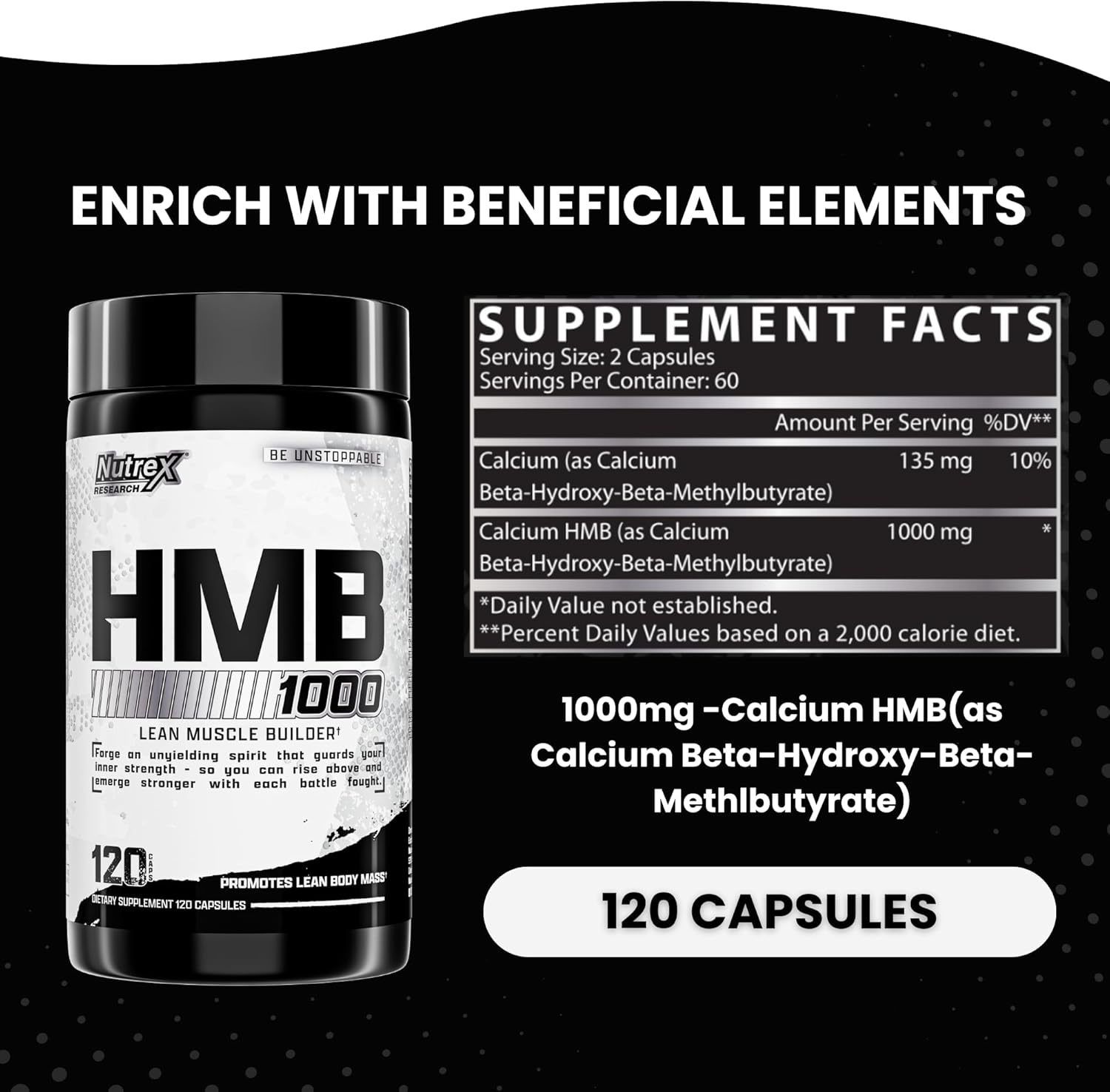 Nutrex HMB 1000 – 120 Capsules – Muscle Strength, Recovery & Anti‑Catabolic Support – With Beta‑Hydroxy Beta‑Methylbutyrate