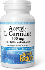 Natural Factors Acetyl L-Carnitine 500 mg Capsules Cognitive & Energy Support 60