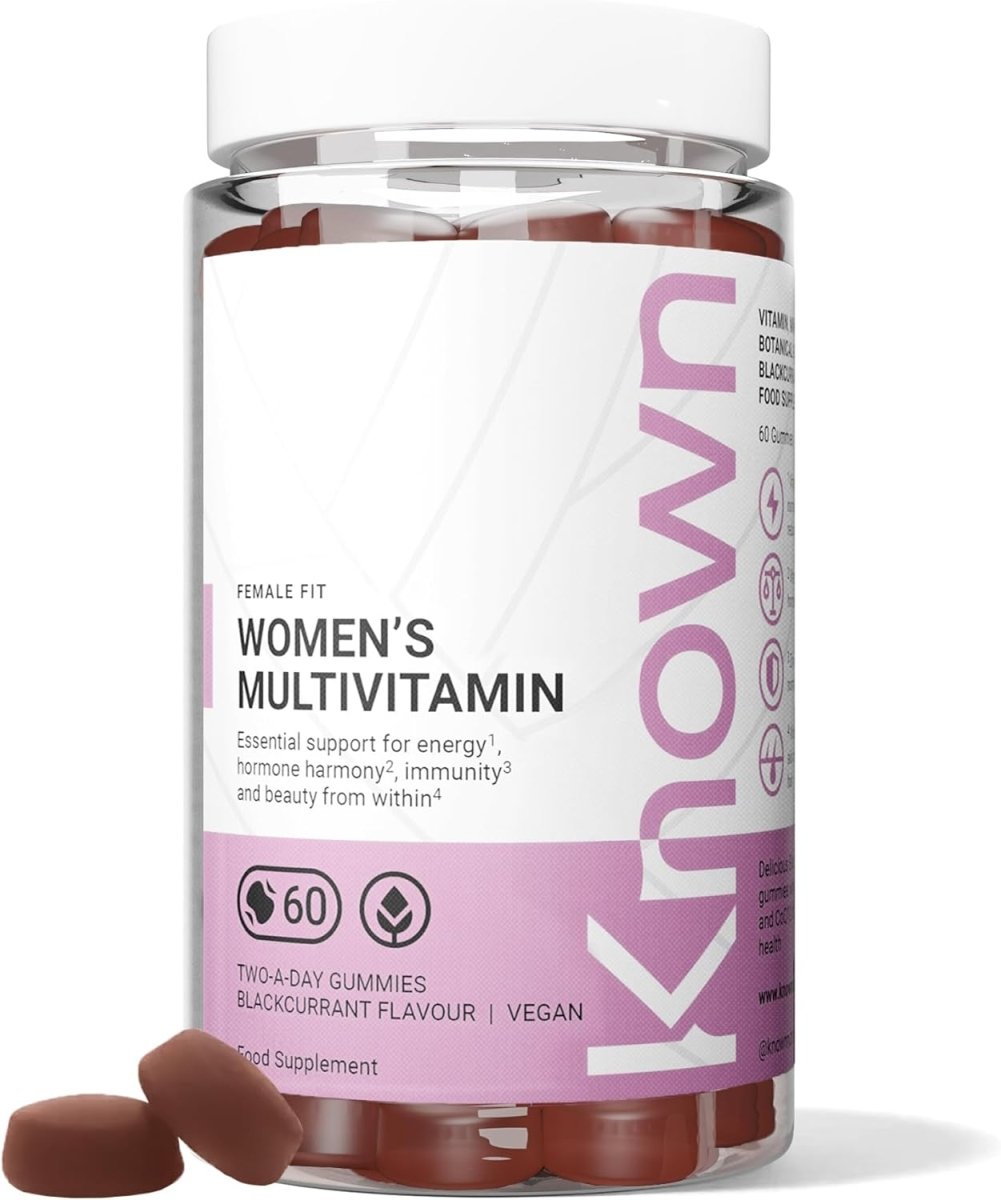 Known Women’s Multivitamin Gummies – Berry Flavour, Vegan Supplement with A, C, D3, E, B6, B12, Biotin, Iron, Zinc & Sea Moss – Energy, Skin, Hair & Immune Support – 1 Month Supply - END Nutrition