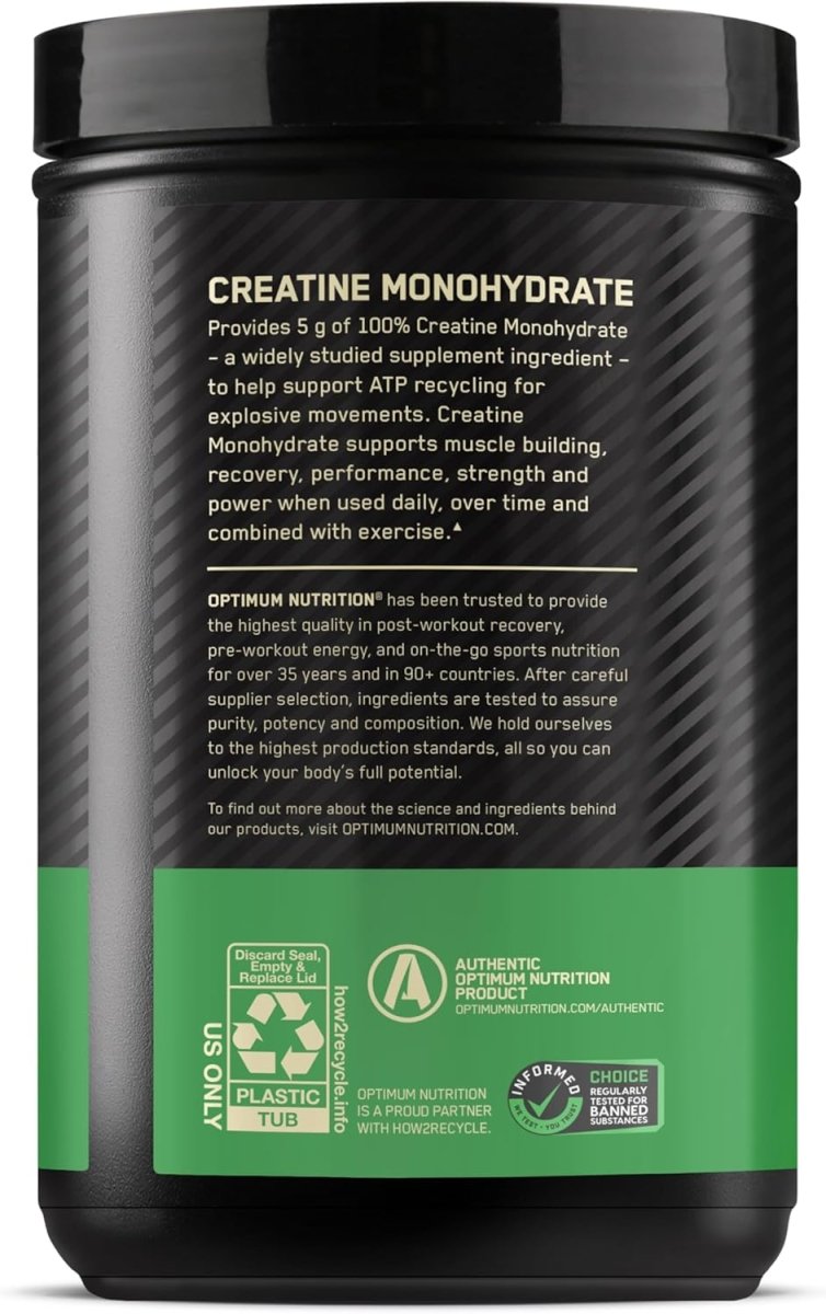 Optimum Nutrition Creatine Powder – Unflavored, 600g – 5g Micronized Creatine Monohydrate for Strength, Power & Recovery - Endnutrition.com
