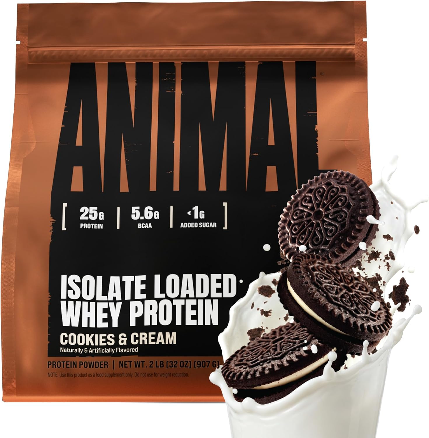 Universal Nutrition Animal Isolate Loaded Whey Protein – Fast Recovery & Lean Muscle – Cookies & Cream Flavor – 2 lb