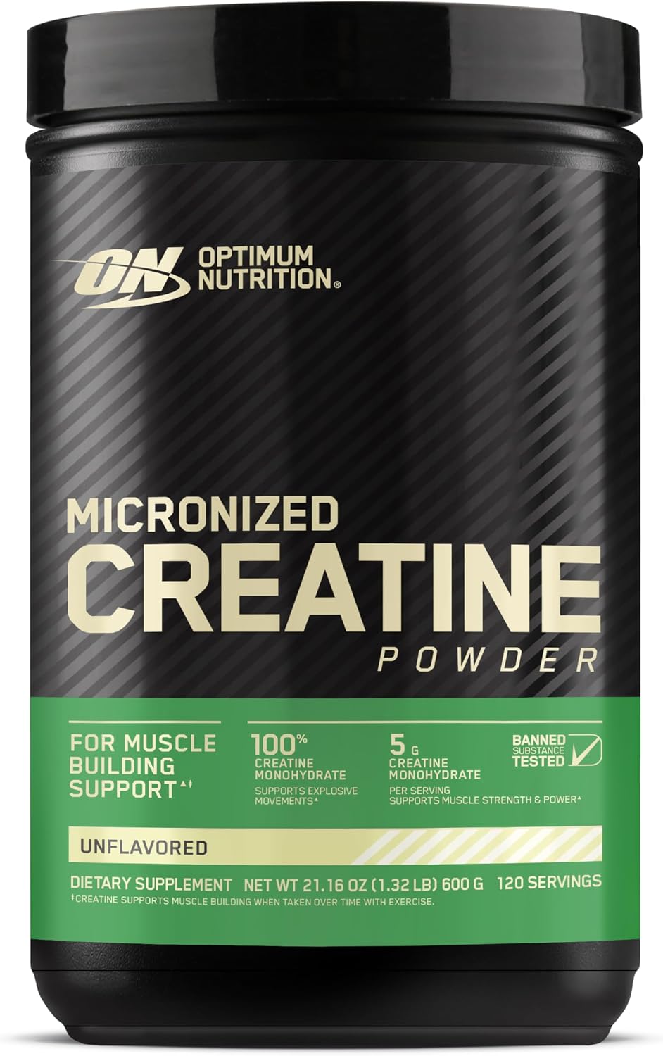 Optimum Nutrition Creatine Powder – Unflavored, 600g – 5g Micronized Creatine Monohydrate for Strength, Power & Recovery